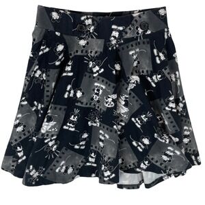 Disney Mickey Mouse Skater‎ Skirt Black Gray Film Strip Print Size S